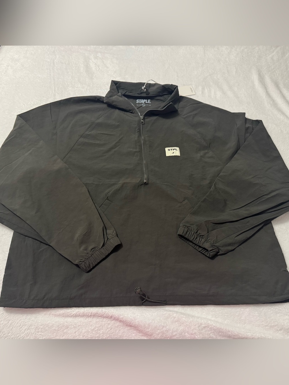 Staple Men’s Quarter Zip Long Sleeve Windbreaker Jacket Olive Green Size M